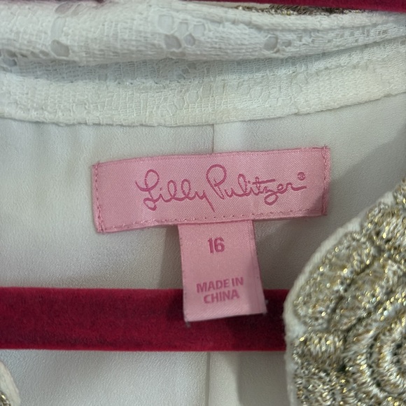 Lilly Pulitzer White Lace Shift Dress with Gold Detailing - Picture 5 of 6